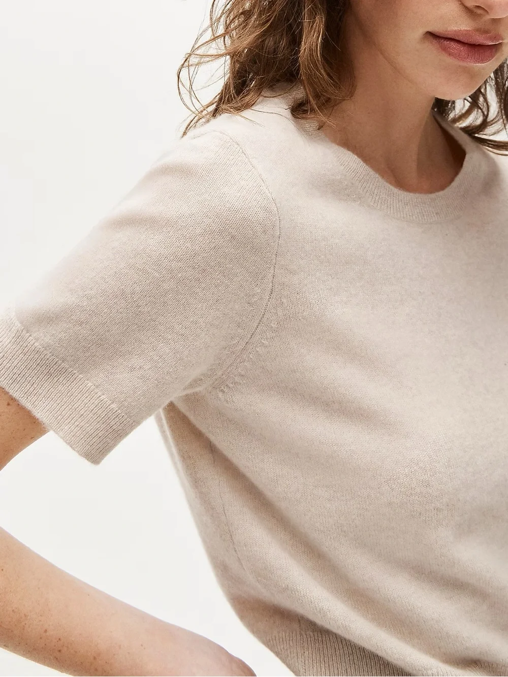 NWT! J. CREW Women’s Cashmere shrunken T-shirt in heather linen size extra small